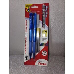 Pentel Twist-Erase Click Mechanical Pencil‎ 0.9mm Starter Kit~NEW (Blue-2 pack)